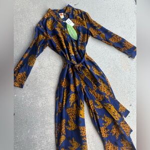 Farm Rio Navy Bananica Jumpsuit Size Small NWT
